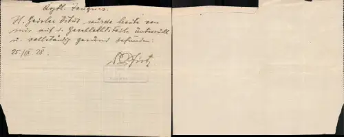 664014,Dokument Ärztliches Zeugnis Dr. Ed. Pfister Schwaz Tirol 1928 Stempel