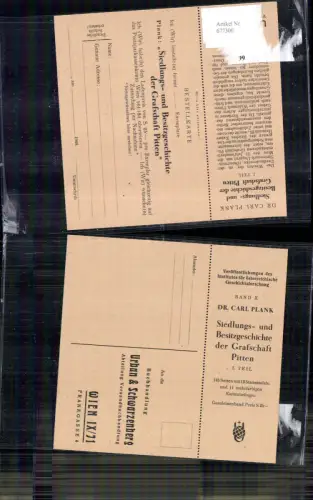Reklame Postkarte Wien Alsergrund Urban e Schwarzenberg Buchhandlung Dr. Carl Plank Grafschaft Pitten