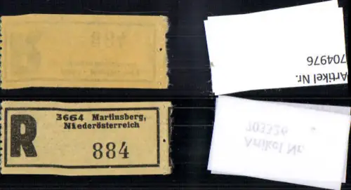 704976 Einschreibezettel Rekozettel R-Zettel Martinsberg Niederösterreich