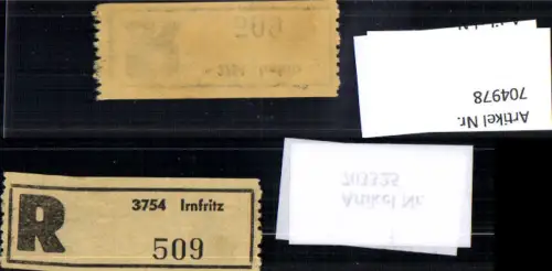 704978 Einschreibezettel Rekozettel R-Zettel Irnfritz