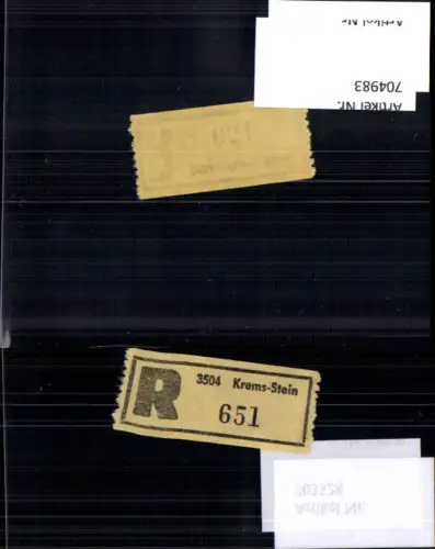 704983 Einschreibezettel Rekozettel R-Zettel Krems Stein