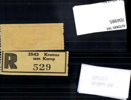 704985 Einschreibezettel Rekozettel R-Zettel Krumau am Kamp