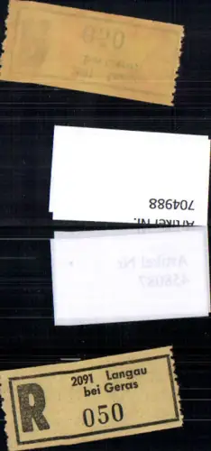 704988 Einschreibezettel Rekozettel R-Zettel Langau bei Geras