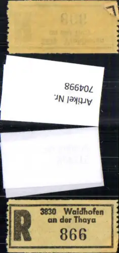 704998 Einschreibezettel Rekozettel R-Zettel Waidhofen an der Thaya