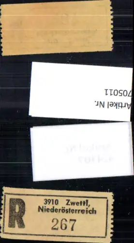 705011 Einschreibezettel Rekozettel R-Zettel Zwettl