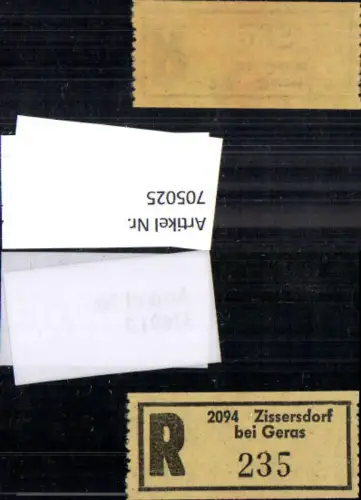 705025 Einschreibezettel Rekozettel R-Zettel Zissersdorf bei Geras