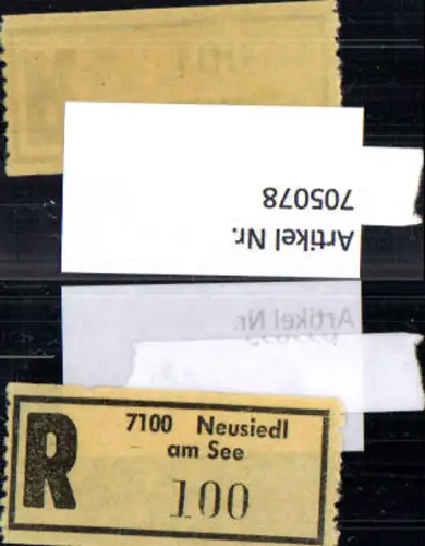 705078 Einschreibezettel Rekozettel R-Zettel Neusiedl am See