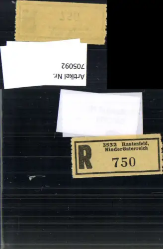 705092 Einschreibezettel Rekozettel R-Zettel Rastenfeld Niederösterreich