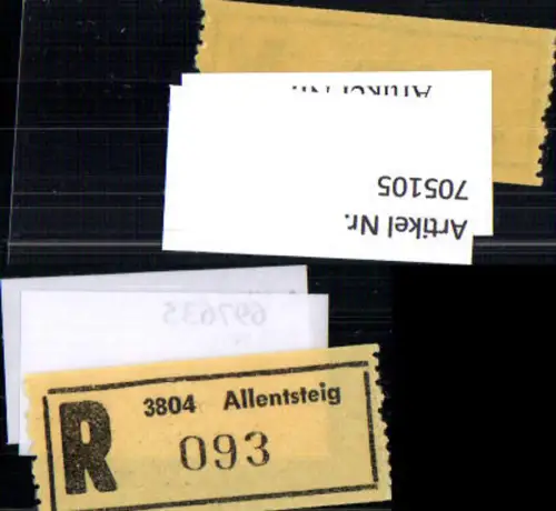 705105 Einschreibezettel Rekozettel R-Zettel Allentsteig