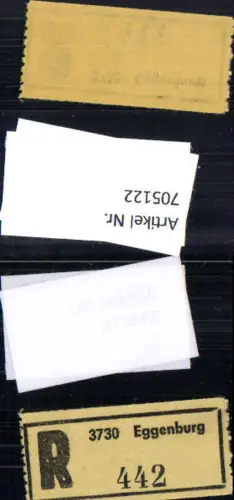 705122 Einschreibezettel Rekozettel R-Zettel Eggenburg