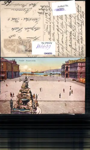 669948,Trieste Triest Piazza Unita Blick Hafen Schiffe Dampfer Brunnen Italy