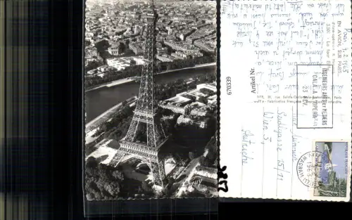 670339,Fliegeraufnahme Paris La tour Eiffel Eiffelturm Turm France