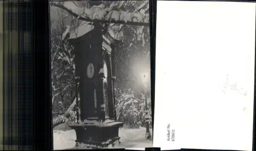 670611,Foto Laterne Uhr im Winter b. Nacht