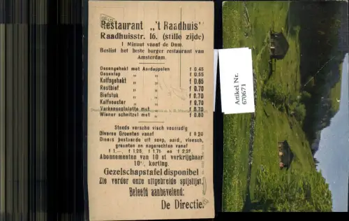 670671,Speisekarte Amsterdam Restaurant t Raadhuis Reklame Nederlands