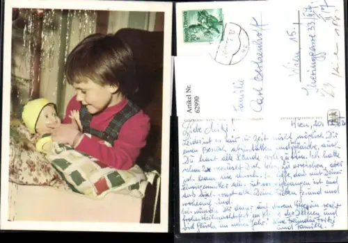 62990,SOS Kinderdorf Mädchen m. Puppe b. Christbaum Weihnachtsbaum Weihnachten