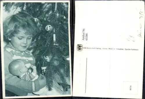 63288,SOS Kinderdorf 14euro56 Mädchen m. Puppe b. Christbaum Weihnachtsbaum Weihnachten