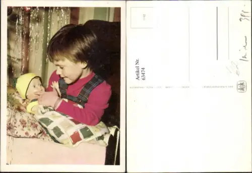 63474,SOS Kinderdorf 11euro62 Mädchen m. Puppe b. Christbaum Weihnachtsbaum Weihnachten