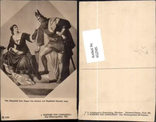 652505,Künstler Ak J. Schnorr v. Carolsfeld Das Nibelungenlied VIII pub F. A. Ackermann 2780