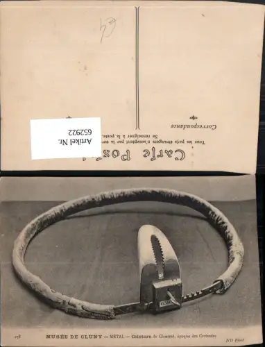 652922,Paris Musee de Cluny Metal Ceinture de Chastete epoque des Croisades Keuschheitsgürtel France