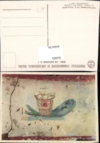 652955,Roma Rom Catacombe di S. Callisto in Lucina Pesce con le Specie Eucaristiche Sec II