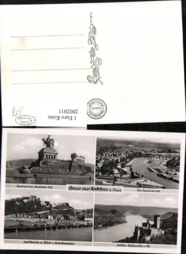 ,Gruß aus Koblenz am Rhein Totale Deutsches Eck Denkmal Schiffbrücke m. Blick z. Ehrenbreutstein Schloss Stolze