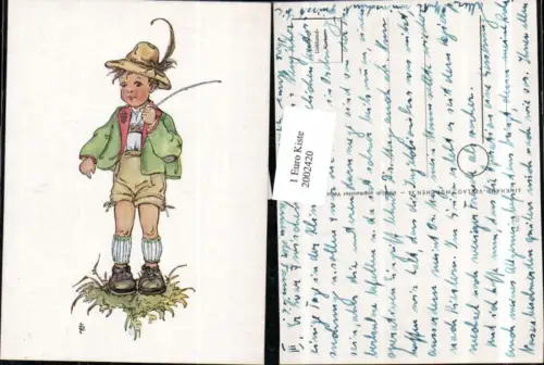 ,Künstler AK Junge in Tracht Lederhose Hut