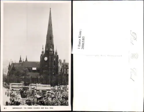 ,Birmingham The Parish Church and Bull Ring Kirche Autobusse Doppeldecker Bus