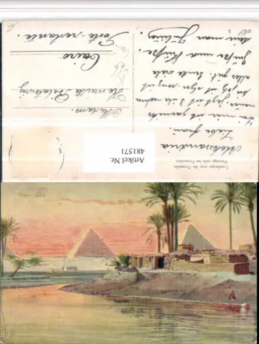 481571,Künstler AK Egypt Cairo Landscape near the Pyramids Pyramiden