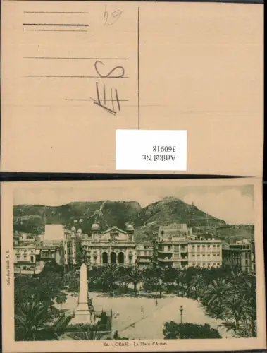 360918,Africa Algeria Oran La Place d'Armes Platz Obelisk Denkmal