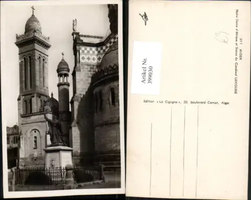 399030,Algeria Alger Algier Notre Dame Afrique et Statue du Cardinal Lavigerie Kirche Denkmal