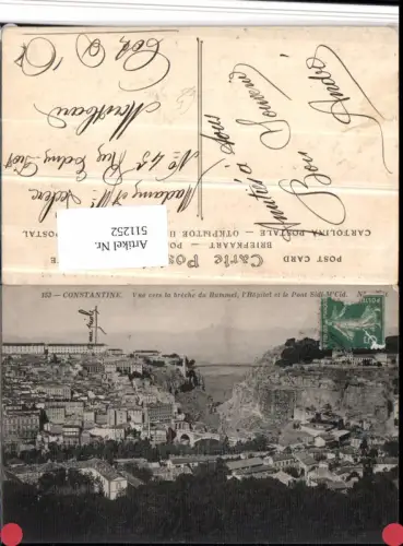 511252,Algeria Constantine Vue vers la breche du Rummel Hopital et Pont Sidi-M'Cid