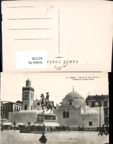 622328,Alger Algier Statue du Duc d Orleans et Mosque Djemaa-Djedid Algeria