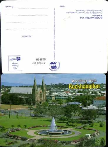 618666,Rockhampton Overlooking the fountain showing the Roman Catholic Cathedral Australia