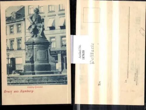 187650,Gruß aus Hamburg Lessing-Denkmal Denkmal