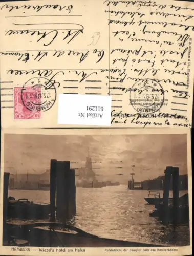 611291,Hamburg Wiezels Hotel a. Hafen Abfahrtstelle d. Dampfer n. d. Nordseebädern