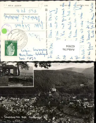 423934,Schwarzburg Totale vom Trippstein Trippsteinhäuschen Mehrbildkarte