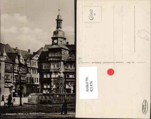 421476,Eisenach Blick auf den Rathaus-Turm Brunnen