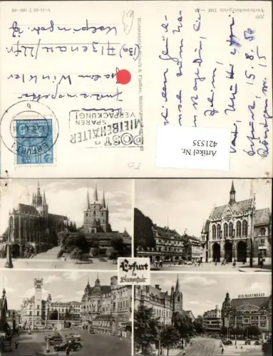 421535,Erfurt Rathaus Dom Kirche Warenhaus Mehrbildkarte