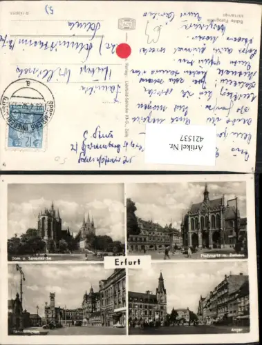 421537,Erfurt Dom Kirche Rathaus Anger Bahnhofplatz Mehrbildkarte