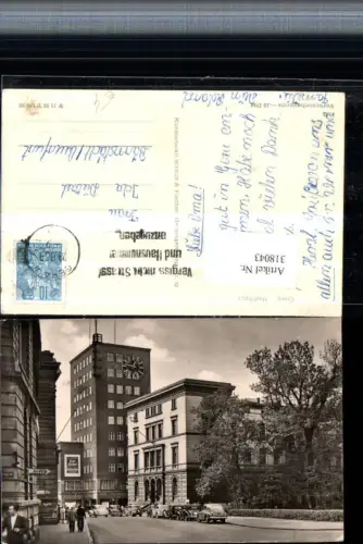 318043,Gera Hochhaus Straßenansicht Oldtimer