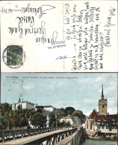 702270 Gera Reuss Schloss Osterstein m. Untermhäuser Brücke Kirche 1908