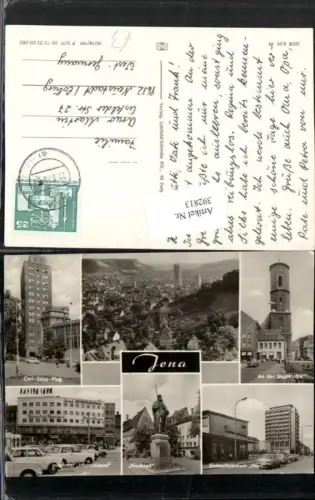 392813,Jena Totale Stadtkirche Kirche Einkaufszentrum Interhotel Hanfried Mehrbildkarte