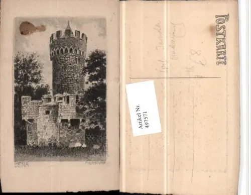 497571,Künstler AK Radierung Carl Jander Jena Pulverturm Turm