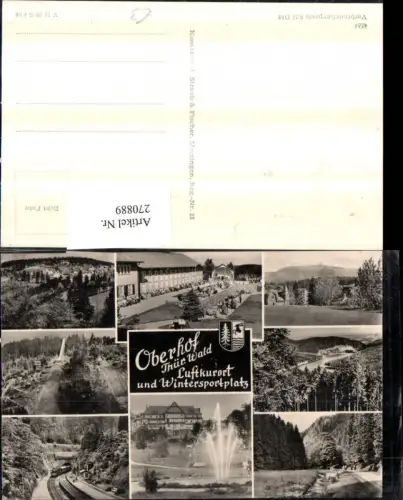 270889,Oberhof im Thüringer Wald Totale Kurhotel Sprungschanze Eisenbahn Springbrunnen Mehrbildkarte