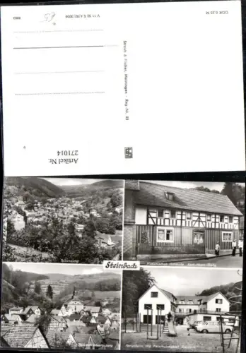 271014,Steinbach Totale Historisches Gebäude Karl-Marx-Platz Ferienheim VEB Scharfenberg Mehrbildkarte