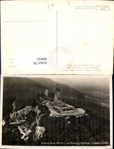 569022,Fliegeraufnahme Denkmal Kaiser Wilhelm I Burgruine Kyffhäuser Steinthaleben Kyffhäuserland