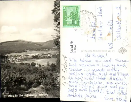 611667,Foto Ak Bad Tabarz m. Blick n. d. Gr. Inselsberg