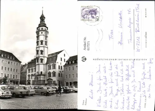 617571,Foto Ak Gera Rathaus Auto VW Käfer