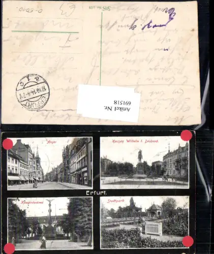 691518 Erfurt Stadtpark Anger Kriegerdenkmal Feldpost 1914