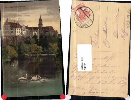 74275,Schloss Sigmaringen m. Schwäne 1918
